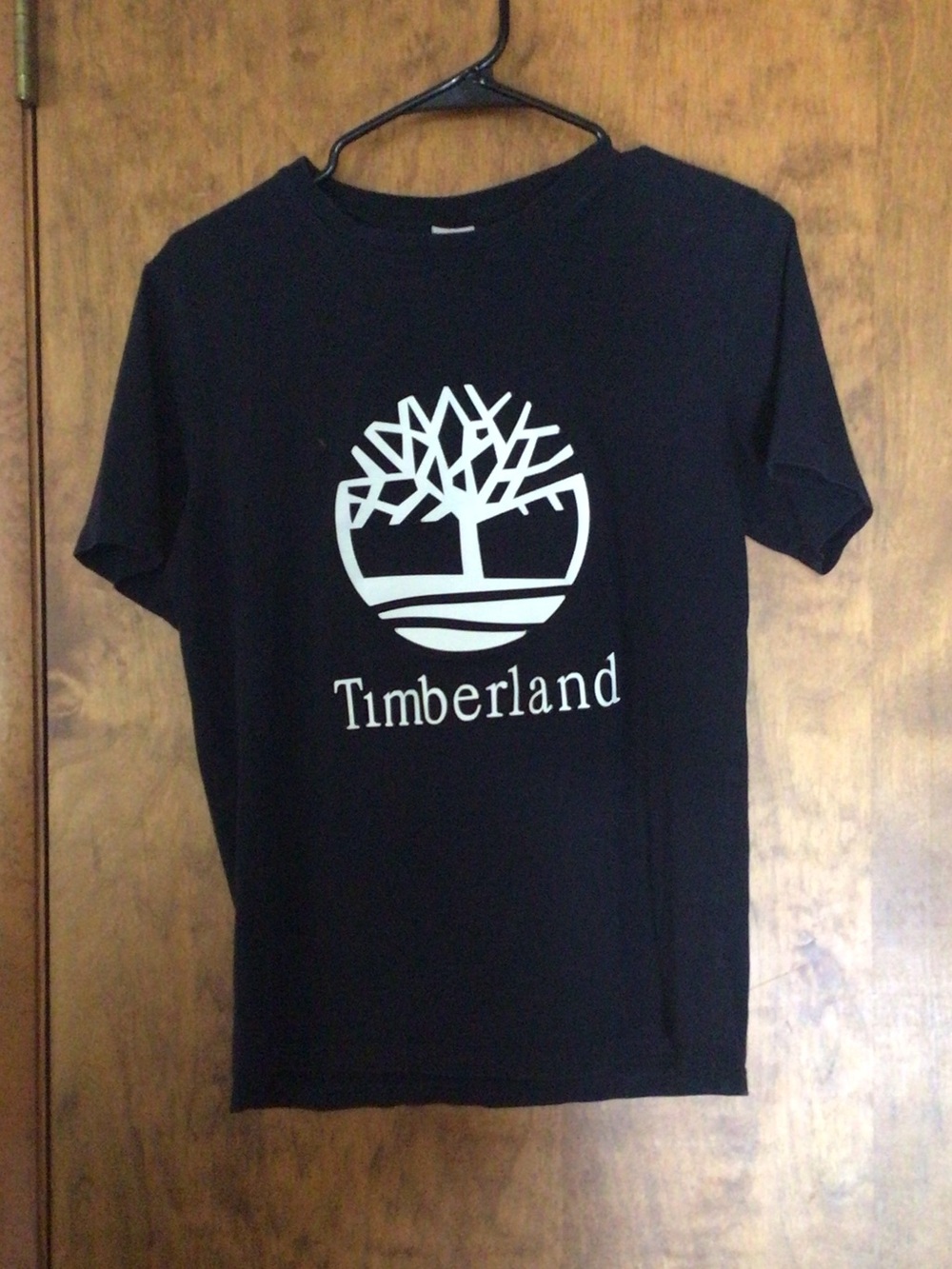 Timberland Boys Black Tee with White Tree Logo